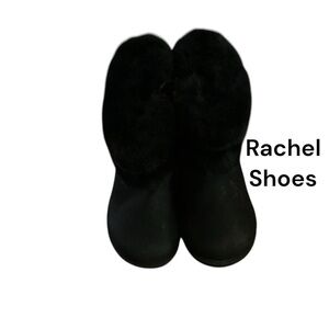 BLACK BOOTS TODDLER SIZE 5 SUEDE SHOE FUZZY ANKLE